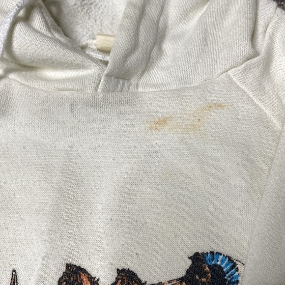 Vintage Wyoming White Hooded Sweatshirt Grunge Bison XL - Picture 8 of 8